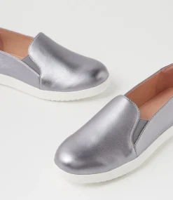 Women SUPERSOFT Comfort|Loafers-Zlolly Gunmetal Leather Sneakers