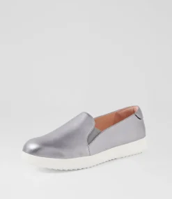 Women SUPERSOFT Comfort|Loafers-Zlolly Gunmetal Leather Sneakers