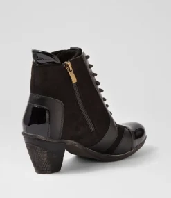 Women I LOVE BILLY Boots-Zolika Black Mix Multi Lace Up Boots