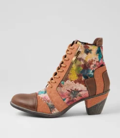 Women I LOVE BILLY Boots-Zolika Tan Ritzy Multi Lace Up Boots