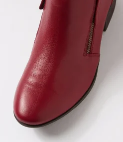 Women DIANA FERRARI Boots-Zoner Dark Red Brown Leather Ankle Boots