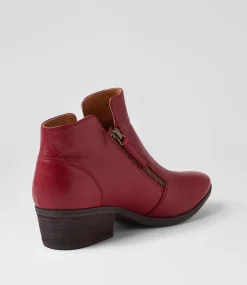 Women DIANA FERRARI Boots-Zoner Dark Red Brown Leather Ankle Boots