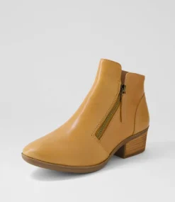 Women DIANA FERRARI Boots-ZONER DF DK TAN NATURAL HEEL LEATHER