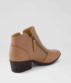 Women DIANA FERRARI Boots-Zoner Mid Tan Dark Brown Leather Ankle Boots