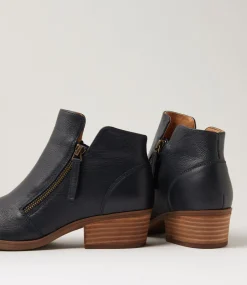 Women DIANA FERRARI Boots-Zoner Navy Natural Leather Ankle Boots