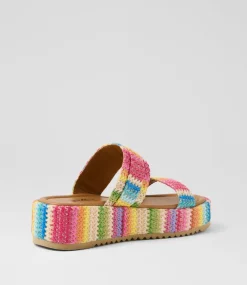 Women I LOVE BILLY Sandals-Zonsani Fuchsia Multi Fabric Sandals
