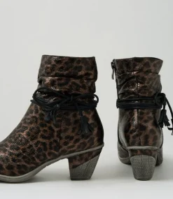 Women I LOVE BILLY Boots-Zonte Leopard Fabric Ankle Boots