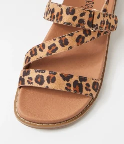 Women I LOVE BILLY Flats|Sandals-Zoorun Leopard Microsuede Sandals