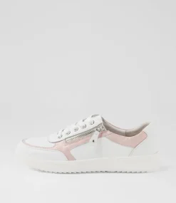 Women SUPERSOFT Comfort|Sneakers-Zulie White Pink Silver Scratch Leather Sneakers